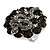 Crystal Snake On Black Flower Ring In Silver Tone Finish - 7/8 Size Adjustable - 35mm D - view 3