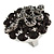 Crystal Snake On Black Flower Ring In Silver Tone Finish - 7/8 Size Adjustable - 35mm D - view 6