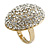 Oval Dome Shape Clear Crystal Ring In Gold Tone Metal - 30mm Long - 7/8 Size Adjustable - view 9