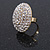 Oval Dome Shape Clear Crystal Ring In Gold Tone Metal - 30mm Long - 7/8 Size Adjustable - view 10