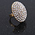 Oval Dome Shape Clear Crystal Ring In Gold Tone Metal - 30mm Long - 7/8 Size Adjustable - view 7