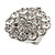 Crystal Snake On White Flower Ring In Silver Tone Finish - 7/8 Size Adjustable - 35mm D - view 7