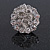 Crystal Snake On White Flower Ring In Silver Tone Finish - 7/8 Size Adjustable - 35mm D - view 3