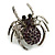 Stunning Deep Purple Crystal Spider Stretch Cocktail Ring in Aged Silver Tone Metal - 45mm Across - 7/8 Size Adjustable