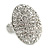 Oval Dome Shape Clear Crystal Ring In Silver Tone Metal - 30mm Long - 7/8 Size Adjustable - view 4
