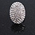 Oval Dome Shape Clear Crystal Ring In Silver Tone Metal - 30mm Long - 7/8 Size Adjustable - view 9