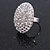 Oval Dome Shape Clear Crystal Ring In Silver Tone Metal - 30mm Long - 7/8 Size Adjustable - view 6