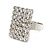 Clear Crystal Square Ring In Silver Tone - Size 7/8 Adjustable