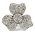 3 Petal Clear Crystal Flower Ring In Silver Tone - 40mm D - 8/9 Size Adjustable - view 2