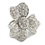 3 Petal Clear Crystal Flower Ring In Silver Tone - 40mm D - 8/9 Size Adjustable - view 4