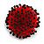 Red/ Black Glass/ Acrylic Bead Flower Flex Ring - 35mm Diameter - view 3