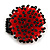 Red/ Black Glass/ Acrylic Bead Flower Flex Ring - 35mm Diameter - view 4