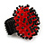 Red/ Black Glass/ Acrylic Bead Flower Flex Ring - 35mm Diameter - view 5