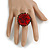 Red/ Black Glass/ Acrylic Bead Flower Flex Ring - 35mm Diameter - view 2
