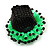 Bright Green/ Black Glass/ Acrylic Bead Flower Flex Ring - 35mm Diameter - view 3