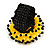 Bright Yellow/ Black Glass/ Acrylic Bead Flower Flex Ring - 35mm Diameter - view 4