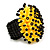 Bright Yellow/ Black Glass/ Acrylic Bead Flower Flex Ring - 35mm Diameter - view 6