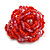 Carrot Red/ Pink Glass Bead Flower Stretch Ring - 40mm Diameter - view 4