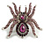 Oversized Purplt Crystal Spider Stretch Cocktail Ring In Silver Tone Metal - Size 7/8
