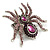 Oversized Purplt Crystal Spider Stretch Cocktail Ring In Silver Tone Metal - Size 7/8 - view 3