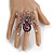 Oversized Purplt Crystal Spider Stretch Cocktail Ring In Silver Tone Metal - Size 7/8 - view 2