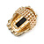 Square Black Acrylic Bead, Diamante Flex Cocktail Ring In Gold Plating - 35mm Across - Size 7/9 - view 5