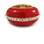 Red Enamel Dome Shaped Stretch Cocktail Ring In Gold Plating - 2cm Length - Size 7/8 - view 3