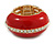 Red Enamel Dome Shaped Stretch Cocktail Ring In Gold Plating - 2cm Length - Size 7/8 - view 4