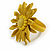 Yellow Leather Daisy Flower Ring - 40mm D - Adjustable - view 4