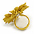 Yellow Leather Daisy Flower Ring - 40mm D - Adjustable - view 6