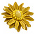 Yellow Leather Daisy Flower Ring - 40mm D - Adjustable - view 1