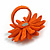 Bright Orange Leather Daisy Flower Ring - 40mm D - Adjustable - view 4