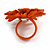 Bright Orange Leather Daisy Flower Ring - 40mm D - Adjustable - view 5