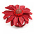 Red Leather Daisy Flower Ring - 40mm D - Adjustable - view 7