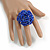 Blue Glass Bead Flower Stretch Ring - 40mm Diameter - view 2