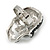 Dazzling Black/ Dim Grey Crystal Skull Cocktail Ring - Size 7/8 - Adjustable - view 5