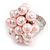 Pale Pink Faux Pearl Bead Cluster Ring in Silver Tone Metal - Adjustable 7/8 - view 1