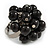 Black Faux Pearl Bead Cluster Ring in Silver Tone Metal - Adjustable 7/8 - view 5