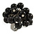 Black Faux Pearl Bead Cluster Ring in Silver Tone Metal - Adjustable 7/8 - view 7