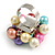 Multicoloured Faux Pearl Bead Cluster Ring in Silver Tone Metal - Adjustable 7/8 - view 7