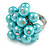 Light Blue Faux Pearl Bead Cluster Ring in Silver Tone Metal - Adjustable 7/8 - view 1