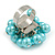 Light Blue Faux Pearl Bead Cluster Ring in Silver Tone Metal - Adjustable 7/8 - view 6
