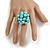 Light Blue Faux Pearl Bead Cluster Ring in Silver Tone Metal - Adjustable 7/8 - view 2