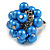 Blue Faux Pearl Bead Cluster Ring in Silver Tone Metal - Adjustable 7/8
