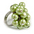 Pea Green Faux Pearl Bead Cluster Ring in Silver Tone Metal - Adjustable 7/8 - view 7