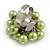 Pea Green Faux Pearl Bead Cluster Ring in Silver Tone Metal - Adjustable 7/8 - view 5
