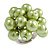 Pea Green Faux Pearl Bead Cluster Ring in Silver Tone Metal - Adjustable 7/8 - view 8