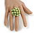 Pea Green Faux Pearl Bead Cluster Ring in Silver Tone Metal - Adjustable 7/8 - view 2