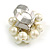 Light Cream Faux Pearl Bead Cluster Ring in Silver Tone Metal - Adjustable 7/8 - view 3