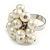 Light Cream Faux Pearl Bead Cluster Ring in Silver Tone Metal - Adjustable 7/8 - view 4